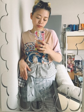 「nusumigui（ヌスミグイ）のアイテム」を使った、千紘さん（レディース・155cm）の夏コーディネート