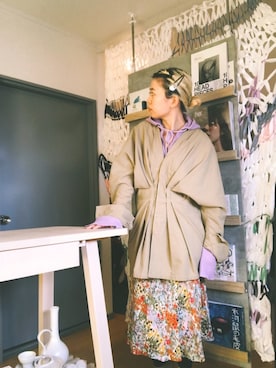 「BELPER（ベルパー）のアイテム（ジャケット/アウター）」を使った、千紘さん（レディース・154cm）の春コーディネート