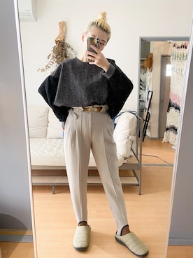「sneeuw（スニュウ）のアイテム」を使った、千紘さん（レディース・154cm）の秋コーディネート