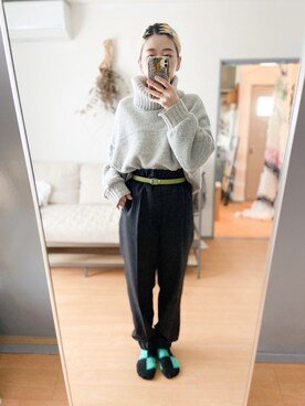 「sneeuw（スニュウ）のアイテム」を使った、千紘さん（レディース・154cm）の冬コーディネート