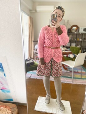 「透かし柄」｜千紘さん（レディース・154cm）の冬コーディネート