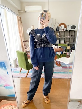 「Simone Rocha（シモーネロシャ）のアイテム（トップス）」を使った、千紘さん（レディース・154cm）の春コーディネート