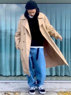 「Confirm（コンファーム）のアイテム（トレンチコート）」を使った、takuya.sさん（メンズ・171cm）の春コーディネート