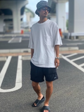 「HOKA（ホカ）のHOKA ONE ONE/ホカ オネオネ　ORA RECOVERY SLIDE（サンダル）」を使った、takuya.sさん（メンズ・171cm）の夏コーディネート