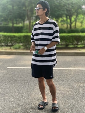 「HOKA（ホカ）のHOKA ONE ONE/ホカ オネオネ　ORA RECOVERY SLIDE（サンダル）」を使った、takuya.sさん（メンズ・171cm）の夏コーディネート