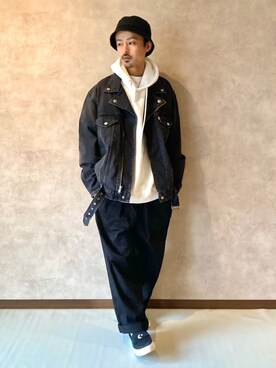 「ライタースジャケット」｜「アイテム（デニムジャケット）」を使った、takuya.sさん（メンズ・171cm）の春コーディネート