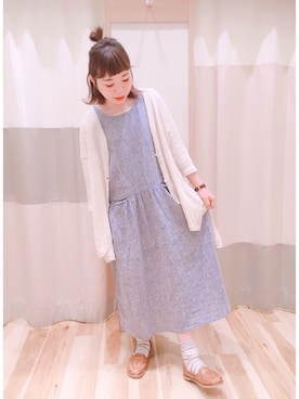 「ボーダーソックス」｜「アイテム（ワンピース/ドレス）」を使った、みなも (･×･)さん（レディース・152cm）の春コーディネート