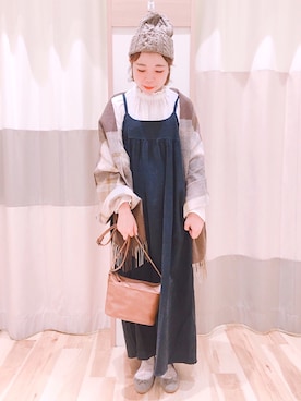 「秋のコーデ」｜「アイテム（ニットキャップ/ビーニー）」を使った、みなも (･×･)さん（レディース・152cm）の秋コーディネート