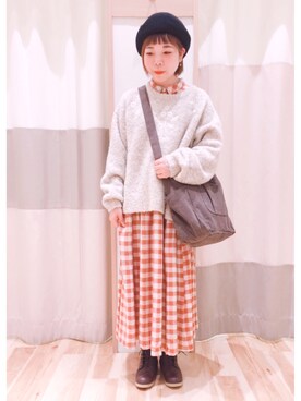 「シンプルおしゃれが好き」｜「アイテム（ハンチング/ベレー帽）」を使った、みなも (･×･)さん（レディース・152cm）の秋コーディネート