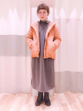 「Samansa Mos2 blue（サマンサモスモスブルー）のアイテム（ジャケット/アウター、オレンジ系）」を使った、みなも (･×･)さん（レディース・152cm）の冬コーディネート