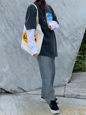 「Paragraph（パラグラフ）のアイテム（バッグ）」を使った、ﾙﾅさん（レディース・155cm）の春コーディネート