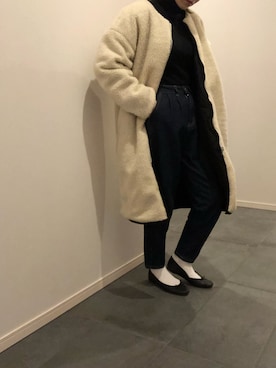 「白靴下」｜「アイテム（その他アウター）」を使った、ざきちさん（レディース・152cm）の冬コーディネート