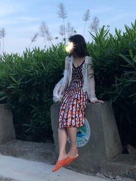「海」｜「アイテム（ジャンパースカート）」を使った、给我饭さん（レディース・158cm）の夏コーディネート