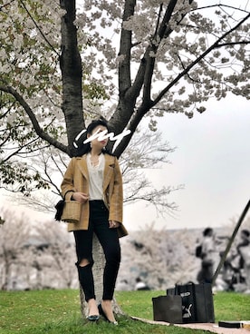「Mo&Co.（モーアンドコー）のアイテム（パンツ）」を使った、给我饭さん（レディース・158cm）の春コーディネート