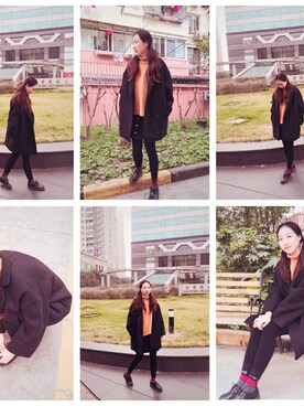 「LOWRYS FARM（ローリーズファーム）のフロントボタンミニスカート　712785（スカート、ブルー系）」を使った、SummerShiekiさん（レディース・168cm）の冬コーディネート