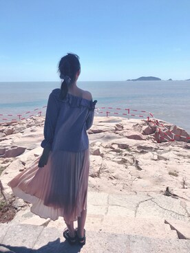 「one after another NICE CLAUP（ワンアフターアナザーナイスクラップ）のフリルワンショルダーブラウス（シャツ/ブラウス、その他）」を使った、SummerShiekiさん（レディース・168cm）の夏コーディネート