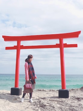 「LOWRYS FARM（ローリーズファーム）の★WEB先行予約アイテム★７Ｇカタアゼプルオーバー（トップス、ピンク系）」を使った、SummerShiekiさん（レディース・168cm）の春コーディネート