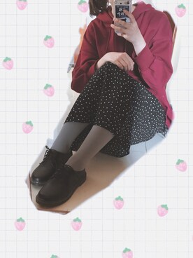 「GU（ジーユー）のアイテム（スウェット、レッド系）」を使った、SummerShiekiさん（レディース・168cm）の春コーディネート