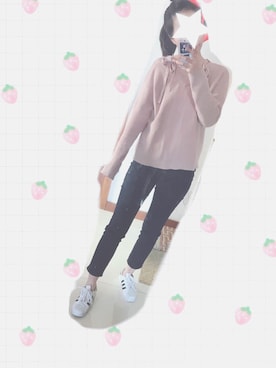 「GU（ジーユー）のアイテム（ニット/セーター、ピンク系）」を使った、SummerShiekiさん（レディース・168cm）の春コーディネート