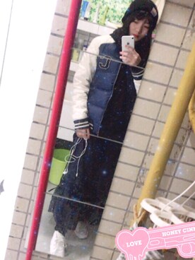 「CONVERSE（コンバース）のアイテム（ダウンジャケット/コート）」を使った、汐崽爱吃沙琪玛さん（レディース・164cm）の冬コーディネート