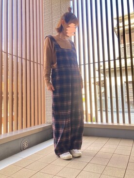 「チョコ色に染まれ」｜「アイテム（サロペット/オーバーオール）」を使った、corocolonさん（レディース・150cm）の冬コーディネート