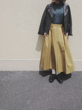 「Simplicite（サンプリシテ）のアイテム（ライダースジャケット）」を使った、malonnnnnnnさん（レディース・156cm）の夏コーディネート