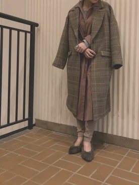 「Simplicite（サンプリシテ）のアイテム（チェスターコート）」を使った、malonnnnnnnさん（レディース・156cm）の冬コーディネート