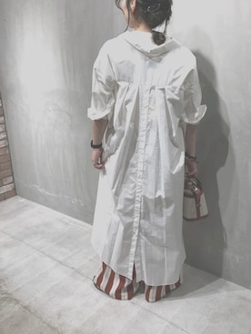 「Simplicite（サンプリシテ）のアイテム（シャツワンピース）」を使った、malonnnnnnnさん（レディース・156cm）の夏コーディネート