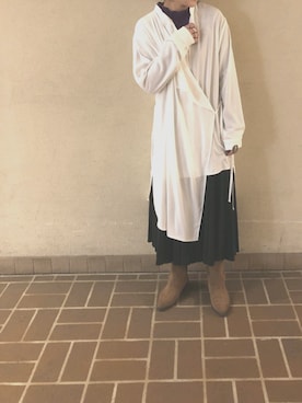 「Simplicite（サンプリシテ）のアイテム（シャツワンピース）」を使った、malonnnnnnnさん（レディース・156cm）の秋コーディネート