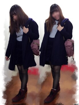 「バーバリー」｜「アイテム（その他アウター）」を使った、かれん💕さん（レディース・160cm）の冬コーディネート