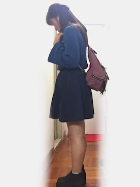 「blue」｜「アイテム（バックパック/リュック）」を使った、かれん💕さん（レディース・160cm）の春コーディネート