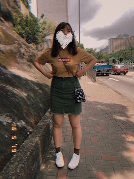 「moussy」｜「アイテム（スリッポン）」を使った、かれん💕さん（レディース・160cm）の夏コーディネート
