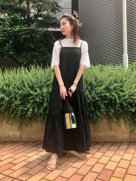 「EleSac（エルサック）の＜ELESAC（エルサック）＞PESCA ハンドバッグ◆（ハンドバッグ）」を使った、西川　夕紀子さん（レディース・160cm）の春コーディネート