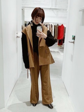 「CLANE（クラネ）のアイテム（ニット/セーター）」を使った、Hitaka  Mahoさん（レディース・163cm）の秋コーディネート