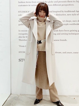 「STUDIOUS（ステュディオス）のアイテム（チェスターコート）」を使った、Hitaka  Mahoさん（レディース・163cm）の冬コーディネート