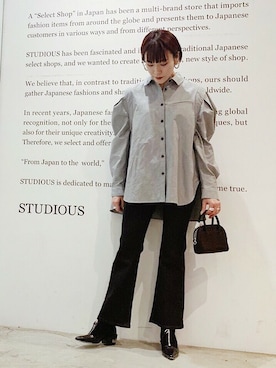 「TOGA PULLA（トーガ　プルラ）のアイテム（ブーツ）」を使った、Hitaka  Mahoさん（レディース・163cm）の冬コーディネート