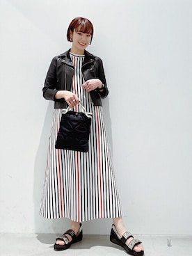 「beautiful people（ビューティフルピープル）の【beautiful people(ビューティフルピープル)】《STUDIOUS別注》キルティングサコッシュバッグ（ショルダーバッグ）」を使った、Hitaka  Mahoさん（レディース・163cm）の冬コーディネート