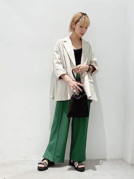 「CLANE（クラネ）のアイテム（テーラードジャケット）」を使った、Hitaka  Mahoさん（レディース・163cm）の春コーディネート