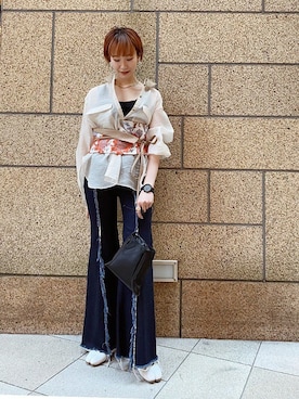 「MARROW（マロウ）のアイテム（バッグ）」を使った、Hitaka  Mahoさん（レディース・163cm）の春コーディネート