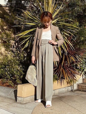 「STUDIOUS（ステュディオス）のアイテム（テーラードジャケット）」を使った、Hitaka  Mahoさん（レディース・163cm）の春コーディネート