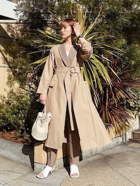 「STUDIOUS（ステュディオス）のアイテム（スラックス）」を使った、Hitaka  Mahoさん（レディース・163cm）の春コーディネート