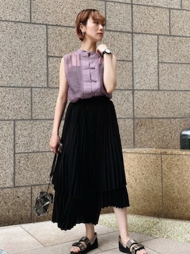 「CLANE（クラネ）のアイテム（スカート）」を使った、Hitaka  Mahoさん（レディース・163cm）の夏コーディネート