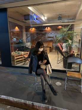 「BACK NUMBER（バックナンバー）のアイテム（ライダースジャケット）」を使った、Asaki Nakaiさん（レディース・166cm）の冬コーディネート