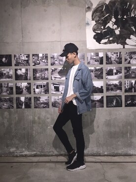 「adidas（アディダス）のアイテム（キャップ、ブラック系）」を使った、Kisschunさん（メンズ）の夏コーディネート