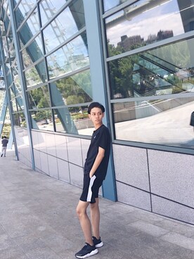 「NIKE（ナイキ）のアイテム（Tシャツ/カットソー、ブラック系）」を使った、Kisschunさん（メンズ）の夏コーディネート