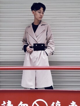「VII&CO（VII&CO）のアイテム（ボディバッグ/ウエストポーチ、ブラック系）」を使った、Kisschunさん（メンズ）の冬コーディネート