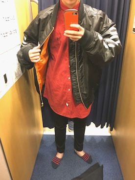 「GU（ジーユー）の（GU）スキニーフィットジーンズ（MEN ⁄ ジーンズ）」を使った、yuyaさん（メンズ・170cm）の冬コーディネート