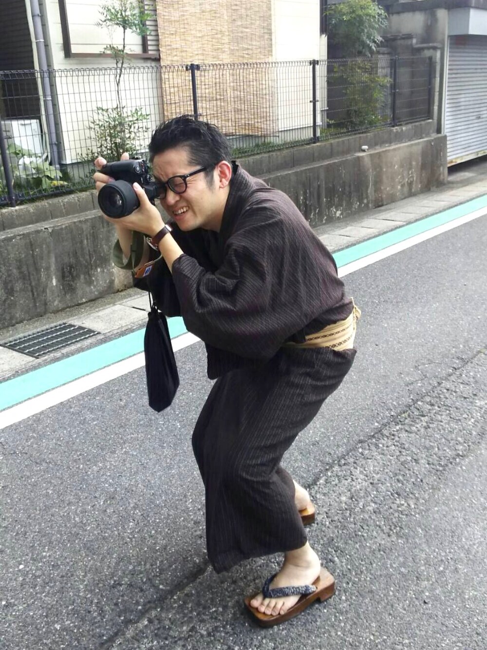 「浴衣」｜「KENTのアイテム（メガネ、ブラック系）」を使った、MASH...さん（メンズ・172cm）の夏コーディネートの1枚目の写真