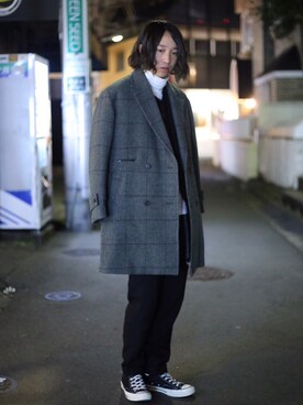 「BLACK&BLUE（ブラックアンドブルー）のアイテム（ジャケット/アウター）」を使った、糸魚川 領太さん（メンズ・178cm）の冬コーディネート