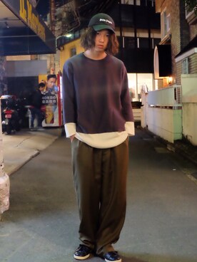「Azuma.（アズマ）のアイテム（スウェット）」を使った、糸魚川 領太さん（メンズ・178cm）の冬コーディネート